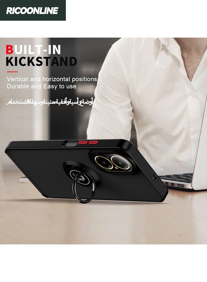 ريكون لاين حافظة Realme C67، حافظة واقية ذات ملمس ناعم مع مسند مغناطيسي، غطاء خلفي مقاوم للخدش وغير قابل للانزلاق ومقاوم للصدمات لهاتف Realme C67 4G، أسود - Image 5