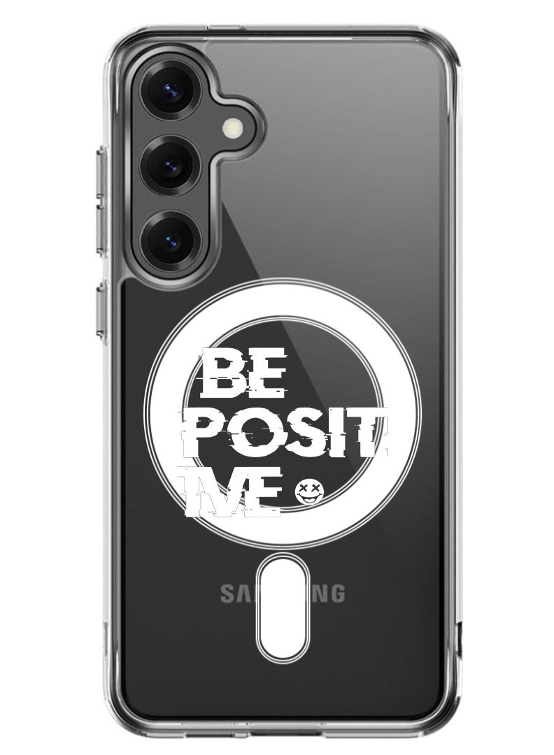 Theodor Magnetic Case for Samsung Galaxy S25 Plus 6.7-inch Compatible with MagSafe Wireless Charging, Shockproof Phone Bumper Cover be positive - White - Image 1