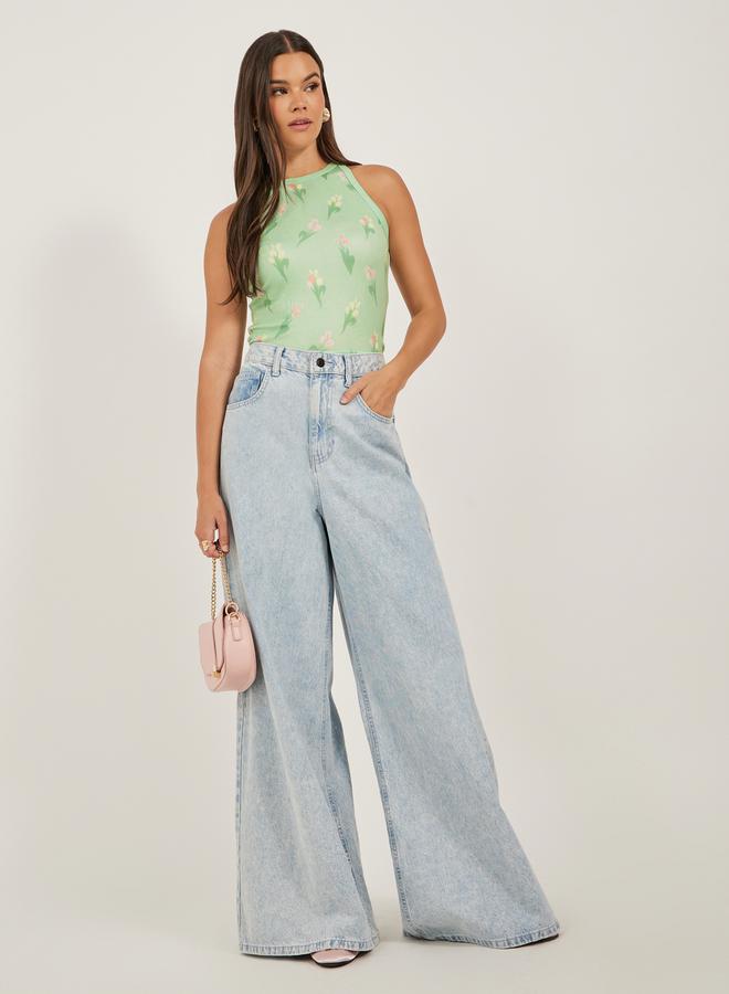 Styli Ribbed Floral Print Sleeveless Tank  - Image 2