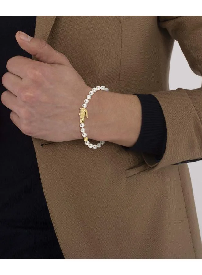 LACOSTE Matchpoint Collection Pearl Bracelet Unisex With Different Charms In Yellow Gold - 2040431