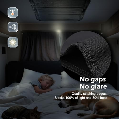 Prutomr RV Sun Blackout Vent Cover Reflective Insulation Skylight Window Shade Roof Ventilation Shield for Motorhome Sturdy Velcro Attach 16x16 in Foldable Heat Light Blocker CamperTailer Accessories - Image 3