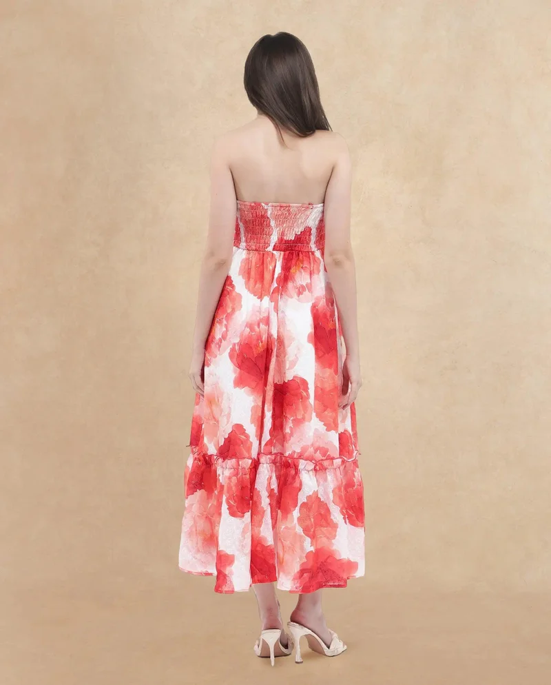 Rareism Women's Loral Print Maxi Dress