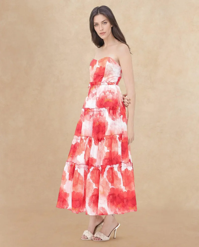 Rareism Women's Loral Print Maxi Dress