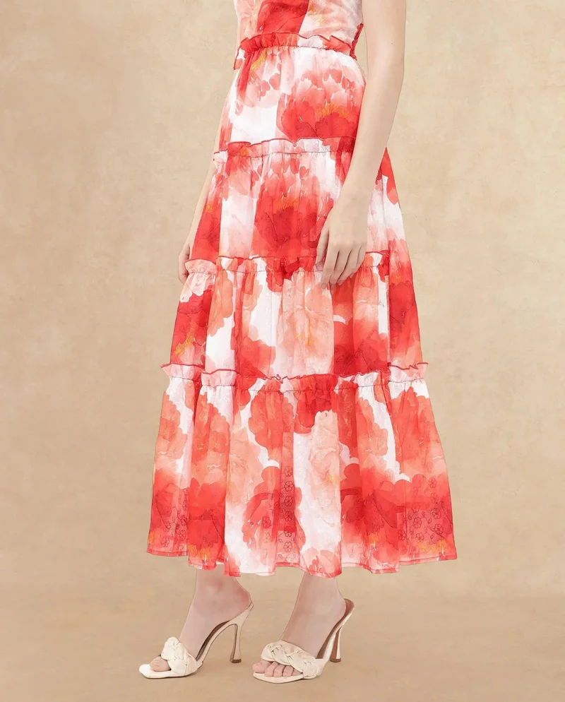 Rareism Women's Loral Print Maxi Dress