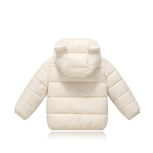 YAGATA Toddler Baby Boys Girls Winter Jackets Coat Light Boy Coats Infant Bear Hoods Puffer Padded Jacket for Little Kids White 12-18M 90 - Image 2