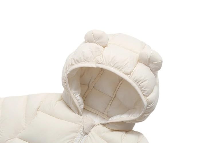 YAGATA Toddler Baby Boys Girls Winter Jackets Coat Light Boy Coats Infant Bear Hoods Puffer Padded Jacket for Little Kids White 12-18M 90 - Image 3