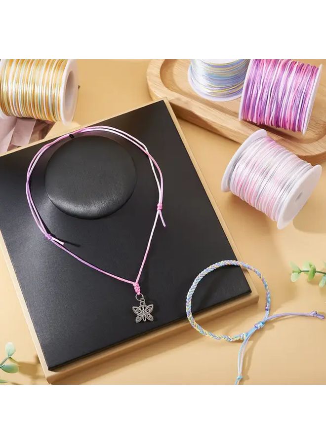 4 لفات من سلك الساتان المختلط الألوان (راتيل) قطر 1 مم من النايلون للخرز وصناعة المجوهرات DIY وعقدة صينية - Image 3