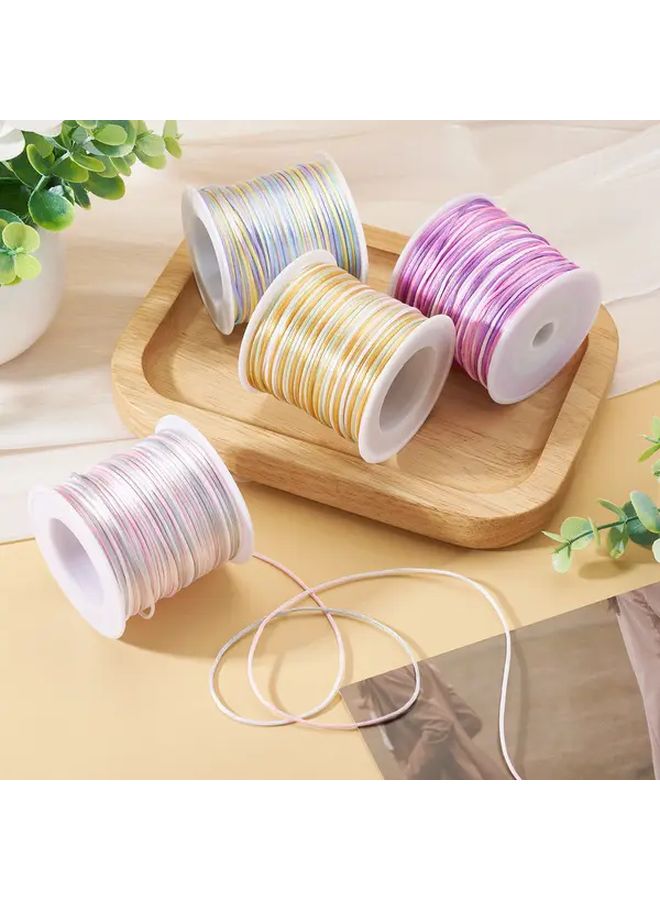 4 لفات من سلك الساتان المختلط الألوان (راتيل) قطر 1 مم من النايلون للخرز وصناعة المجوهرات DIY وعقدة صينية - Image 5