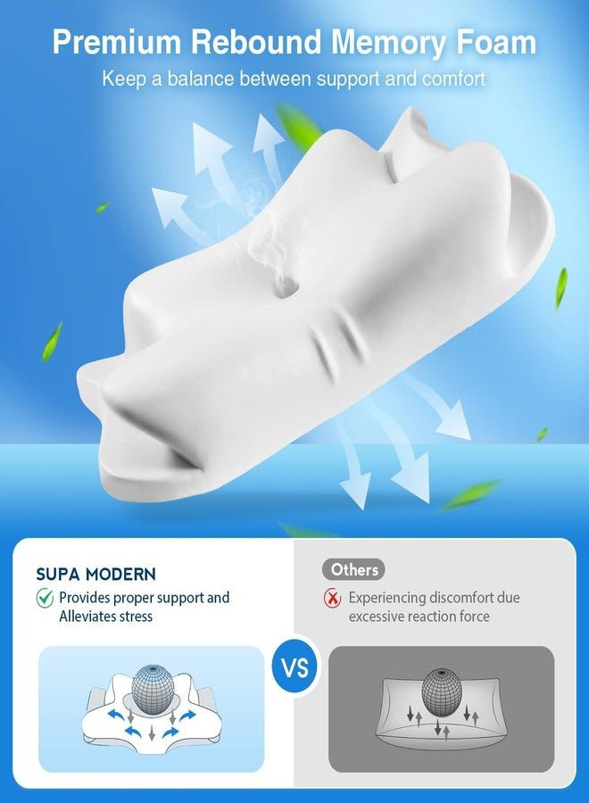SUPA MODERN وسادة تبريد للرقبة أثناء النوم، وسادة جانبية مريحة للبالغين، وسادة تقويمية مريحة من إسفنج الذاكرة لتخفيف آلام الرقبة، وسادة للنوم على البطن مع غطاء فاخر بارد - Image 4
