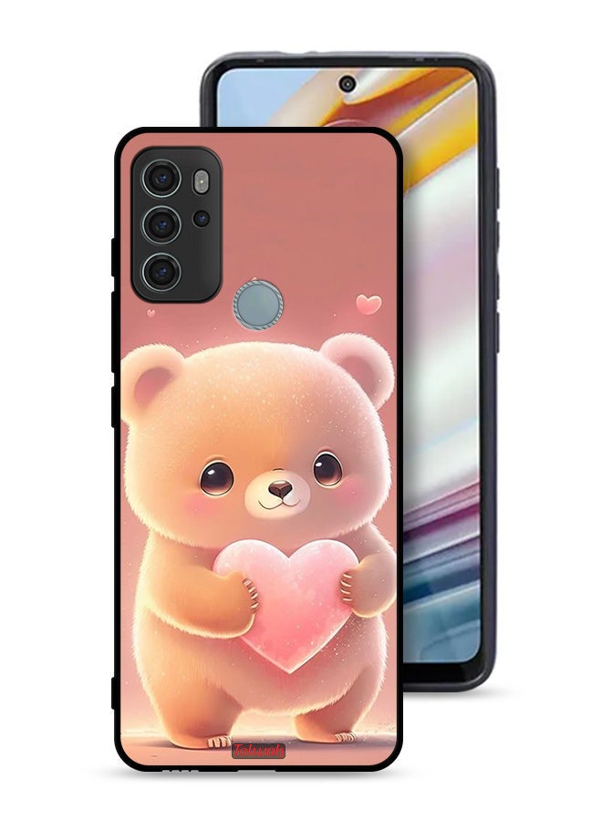 Tolwak Motorola Moto G60S Protective Case Cover Cute Little Panda Holding Heart - Image 1