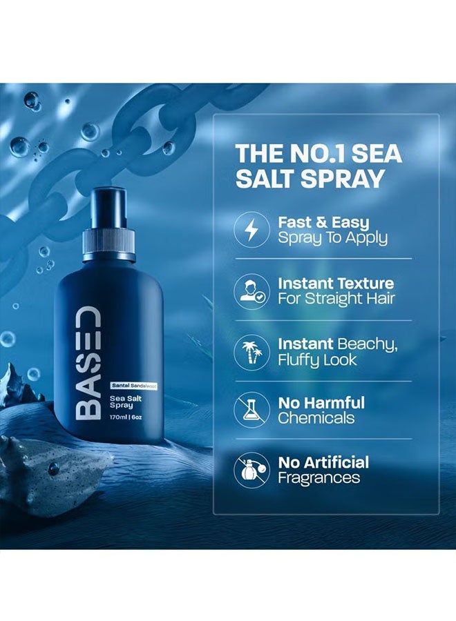 Based Natural Santal Sandalwood Sea Salt Spray for Men, Adds Volume and Texture, Lightweight and Non Greasy, Paraben Free, 200ml - Image 5