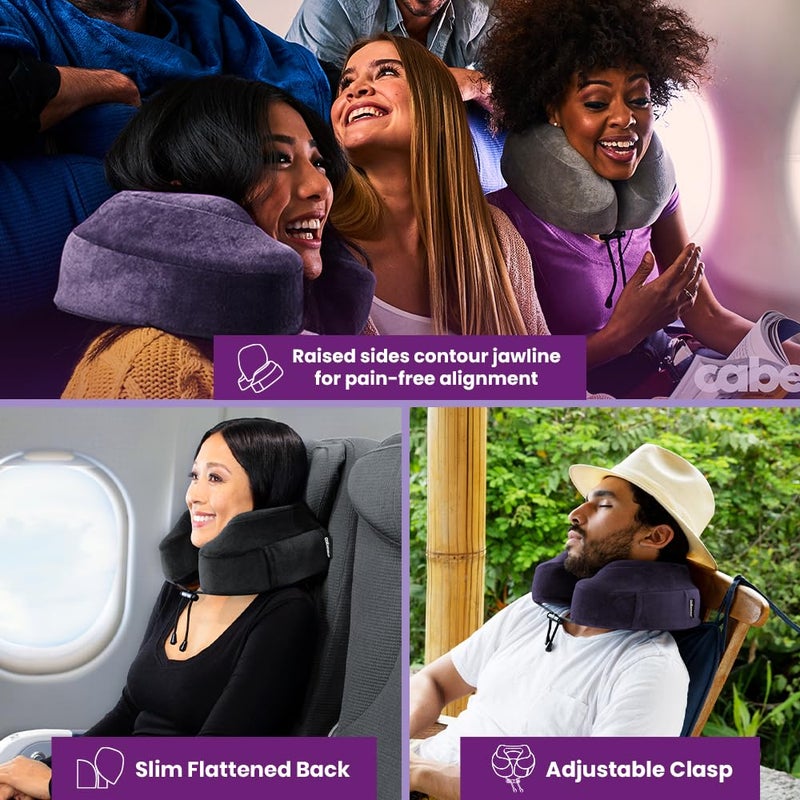 Cabeau وسادة دعم الرقبة كابو إيفولوشن كلاسيك - وسادة رقبة للسفر - وسادة طائرة من رغوة الذاكرة مع راحة بزاوية 360 درجة - وسائد دعم الرأس والذقن للنوم بشكل مستقيم - (كحلي) - Image 3