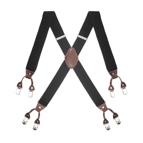 Peluche Novelist Charmer Black & Brown X Back 8 Clips Suspender (Strap Width- 3.5cm) - Image 3