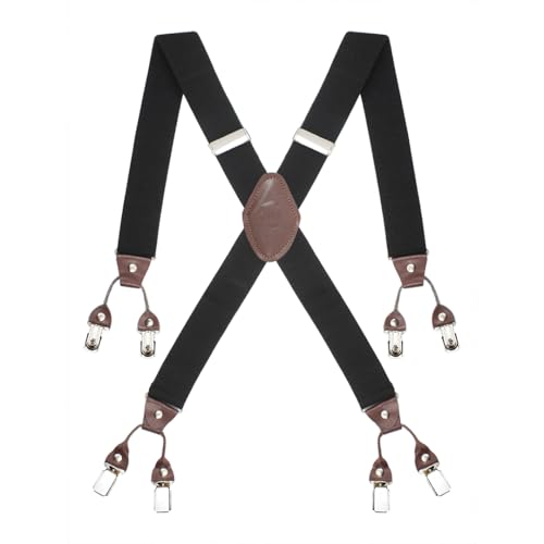 Peluche Novelist Charmer Black & Brown X Back 8 Clips Suspender (Strap Width- 3.5cm) - Image 1