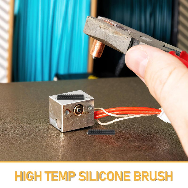 3D Printer Nozzle Cleaning Kit 3Pcs Silicone Brush For Print Head Heat Bed Maintenance - Image 3