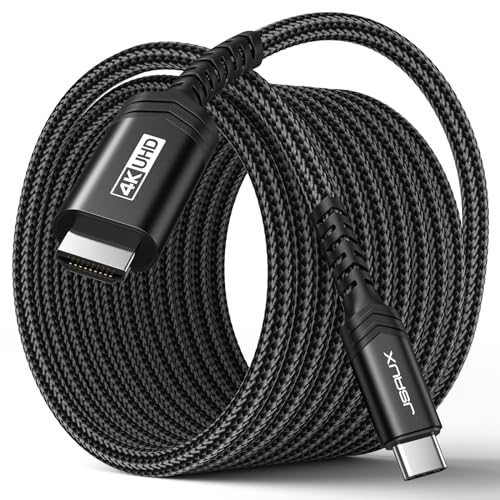 JSAUX 10ft/3M HDMI to Type C Cable, 4K@60Hz USB 3.1 Type C to HDMI 2.0 Cord, Nylon Braided HDMI Cable for Thunderbolt 3/4, iPhone 16/15, MacBook Pro/Air, Galaxy S8 to S24, iPad Pro, iMac-Black - Image 1