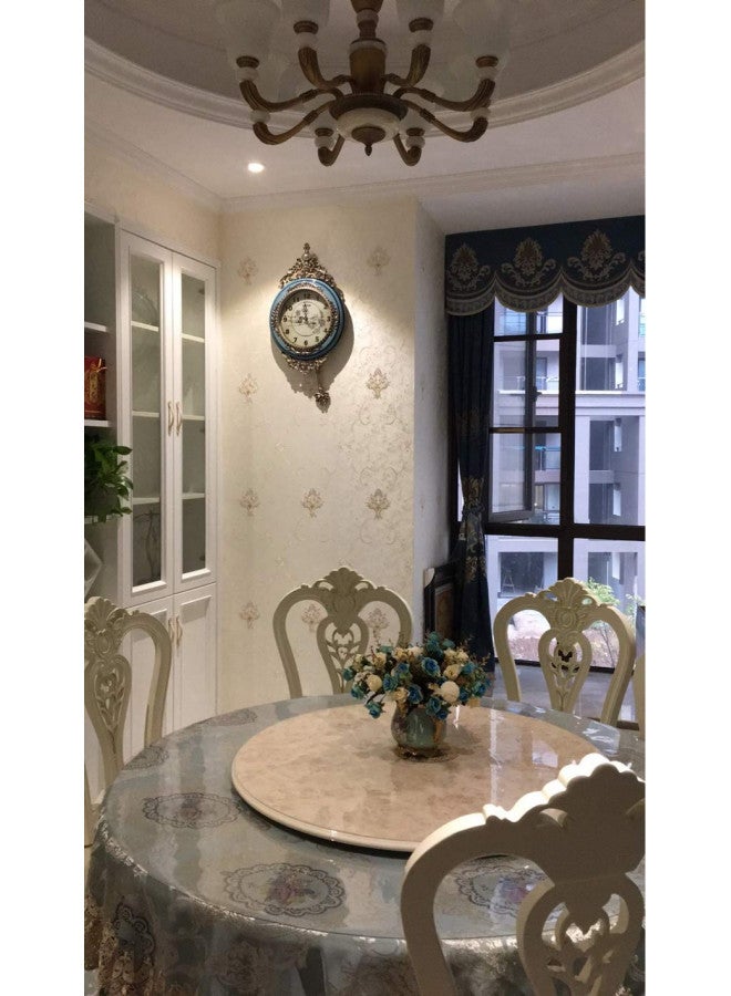 SHISEDECO Elegant, Traditional, Decorative, Hand Painted Modern Grandfather Wall Clock Fancy Ethnic Luxury Handmade Decoration, Swinging Pendulum for New Room or Office. Large. 29.5 Inch. (Blue) - Image 2