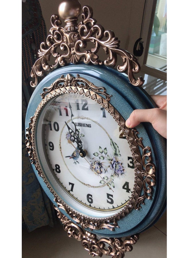 SHISEDECO Elegant, Traditional, Decorative, Hand Painted Modern Grandfather Wall Clock Fancy Ethnic Luxury Handmade Decoration, Swinging Pendulum for New Room or Office. Large. 29.5 Inch. (Blue) - Image 3