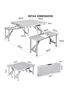 NIRTIK NIRTIK PicnicTableHeavyDutyAluminiumPortableFoldingCampSuitcasePicnicTableand4ChairsSetwithUmbrella a1  - Image 2
