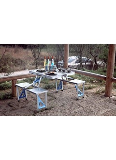 NIRTIK NIRTIK PicnicTableHeavyDutyAluminiumPortableFoldingCampSuitcasePicnicTableand4ChairsSetwithUmbrella a1  - Image 4