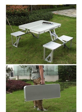 NIRTIK NIRTIK PicnicTableHeavyDutyAluminiumPortableFoldingCampSuitcasePicnicTableand4ChairsSetwithUmbrella a1  - Image 5