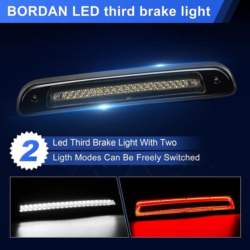 BORDAN LED Third 3rd Brake Light Plug-and-Play High Mount Stop Light Replacement for 2000 2001 2002 2003 2004 2005 2006 Toyota Tundra, Rear Cab Center Tail Cargo Lamp Smoked Lens Assembly - Image 5