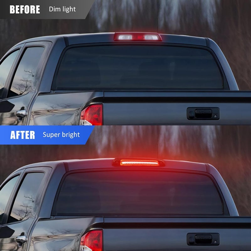 BORDAN LED Third 3rd Brake Light Plug-and-Play High Mount Stop Light Replacement for 2000 2001 2002 2003 2004 2005 2006 Toyota Tundra, Rear Cab Center Tail Cargo Lamp Smoked Lens Assembly - Image 2