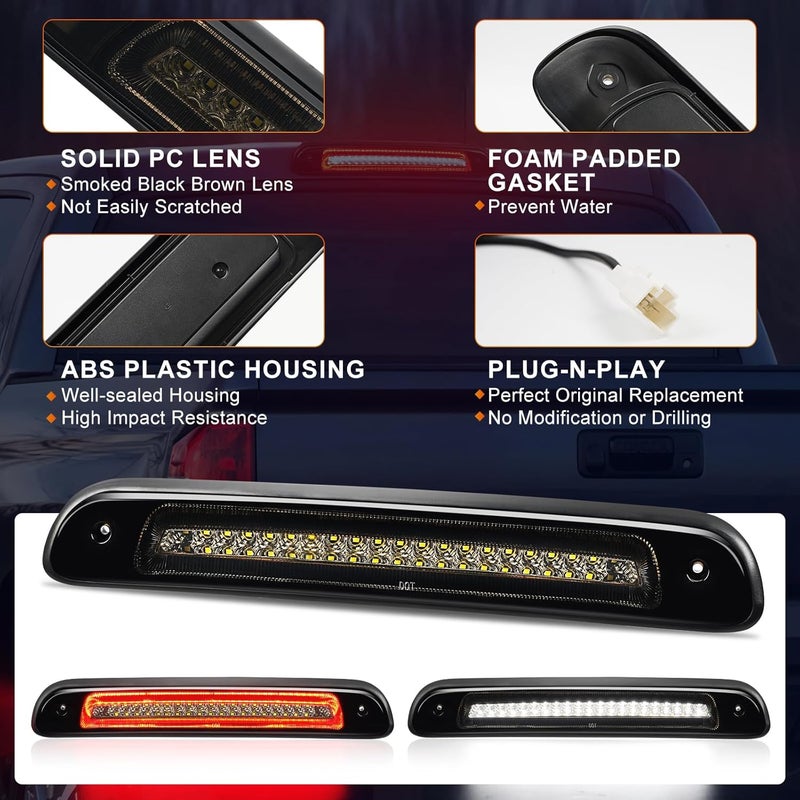 BORDAN LED Third 3rd Brake Light Plug-and-Play High Mount Stop Light Replacement for 2000 2001 2002 2003 2004 2005 2006 Toyota Tundra, Rear Cab Center Tail Cargo Lamp Smoked Lens Assembly - Image 4