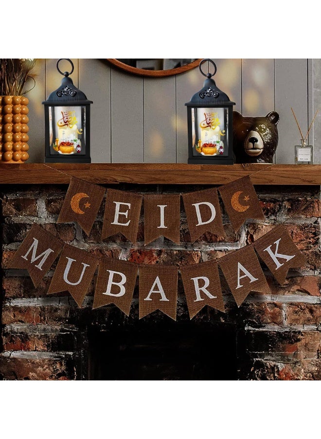 7.5" Decorative Ramadan Lantern with Integrated LED Candle, Elegant Moon & Star Design Hanging Lantern for Home, Table & Porch, Durable ABS Plastic Festive Eid Mubarak Lighting - Image 5