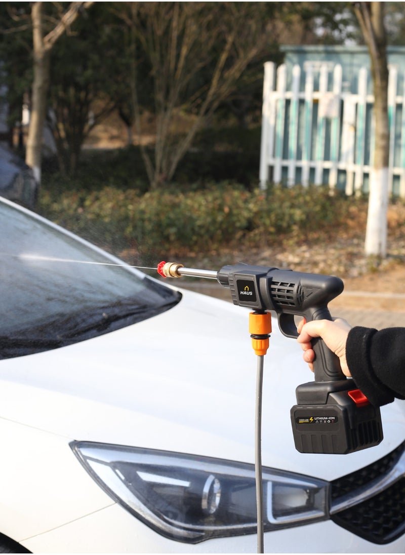 HAUS Cordless Pressure Washer Electric 30 BAR Pressure 1200 MAh Battery Self Priming Feature Includes 2 Pressure Nozzles Foam Bottle Long Water Tube , Car Washing Machine  - Image 4
