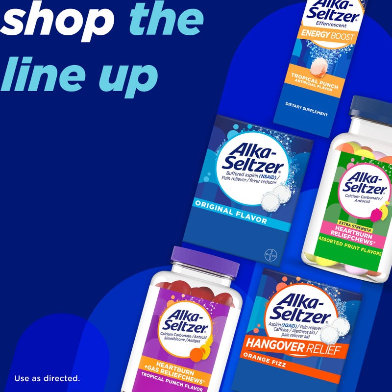 Alka-Seltzer أقراص ألكا-سيلتزر الفوارة بنكهة الأصلية، تخفيف سريع من أعراض متعددة من الصداع وآلام الجسم، أقراص فوارة قابلة للذوبان، عبوة لتخفيف الألم، 116 حبة - Image 5