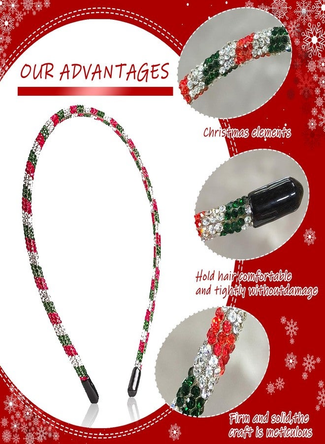 AIDVPOD Christmas Headband Glitter Hairband Colorful Rhinestone Headband - Sparkling Hair Accessory Christmas Day Party Delicate Hair Hoop - Image 4