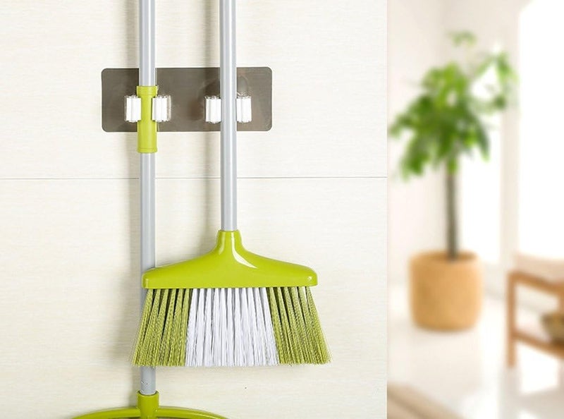 Home Cube 2 Pc SelfAdhesive Mop and Broom Holder Sweeper Gripper Hanger Umbrella Hanger Wall Mounted Mop Organizer for Bathroom Kitchen No Drilling Required - Image 4