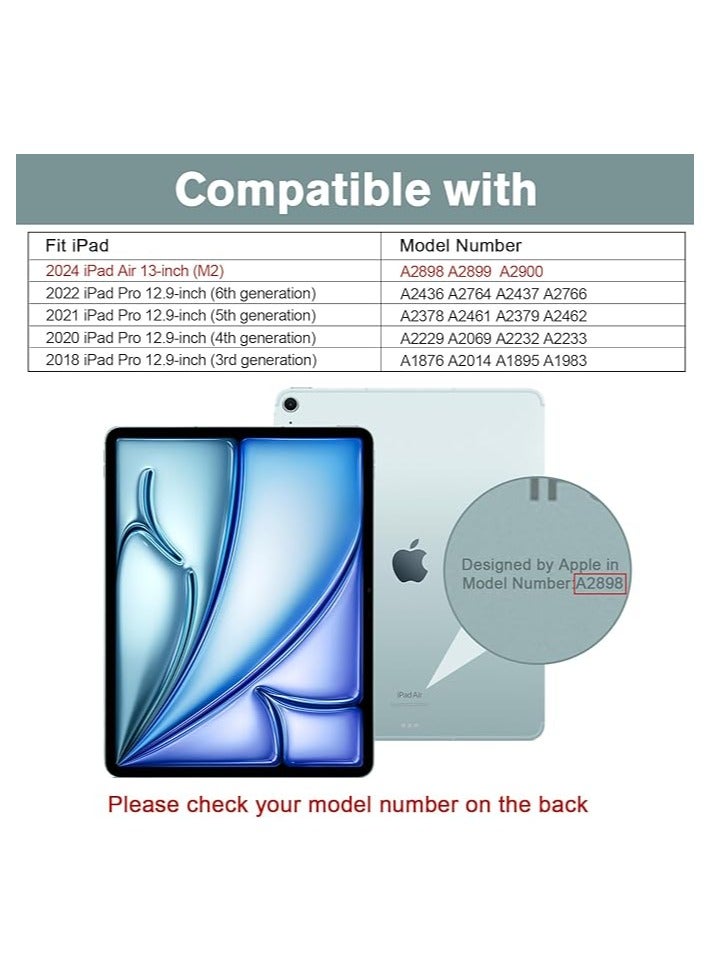 Procases iPad Air 13 Inch Case with Pencil Holder 2024 M2 & iPad Pro 12.9 6th/5th/4th/3rd Case, 2024 iPad Air 13 Case, 13" iPad Air 2024 Cover -Navy - Image 3