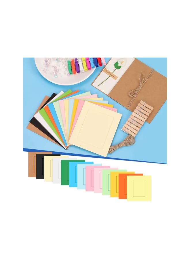 The Bros 84pcs 4 Inches Cardboard Picture Frames, Colorful DIY Cardboard Photo Hanging Display, Cardboard Photo Frames, Paper Picture Frame with Clips and Strings for Home School Party Office Wall Decor - Image 4