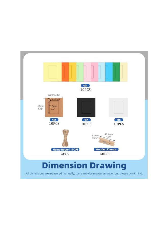 The Bros 84pcs 4 Inches Cardboard Picture Frames, Colorful DIY Cardboard Photo Hanging Display, Cardboard Photo Frames, Paper Picture Frame with Clips and Strings for Home School Party Office Wall Decor - Image 2
