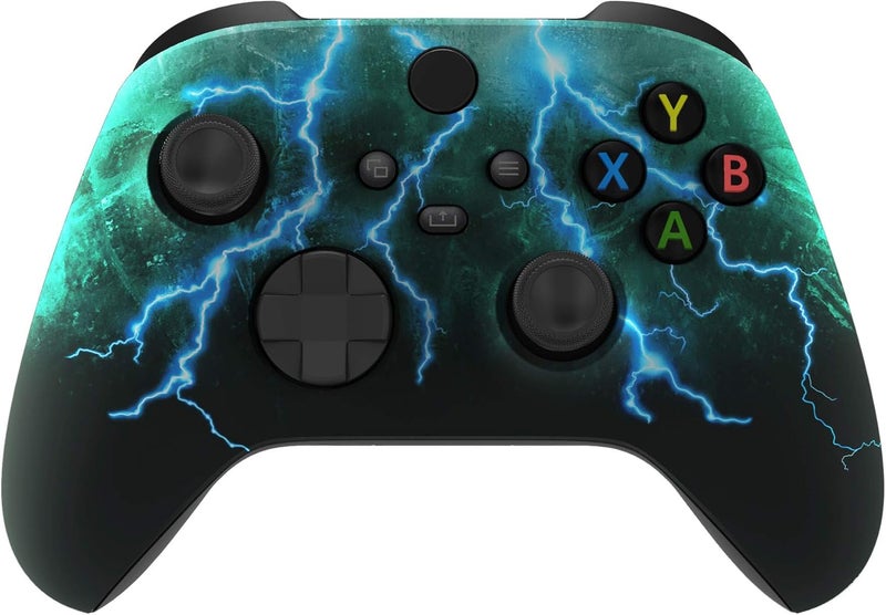 eXtremeRate غلاف المخصص لجهاز تحكم Xbox Series X & S - أعد الحياة إلى جهاز التحكم الخاص بك - غلاف استبدال Green Storm Thunder غلاف أمامي لجهاز تحكم Xbox Core [لا يشمل جهاز التحكم] - Image 1