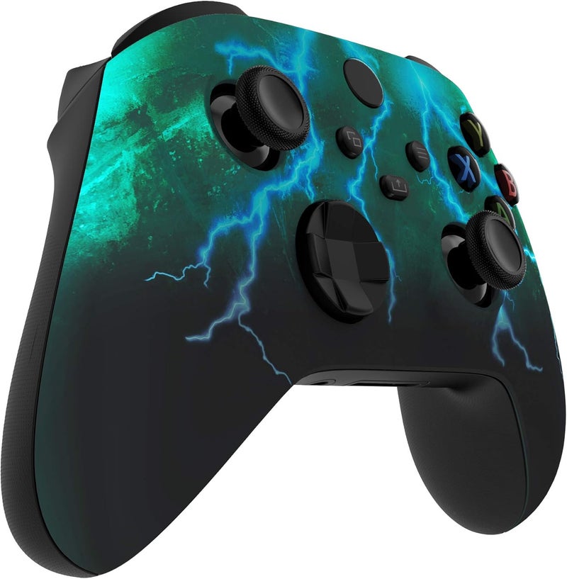 eXtremeRate غلاف المخصص لجهاز تحكم Xbox Series X & S - أعد الحياة إلى جهاز التحكم الخاص بك - غلاف استبدال Green Storm Thunder غلاف أمامي لجهاز تحكم Xbox Core [لا يشمل جهاز التحكم] - Image 4