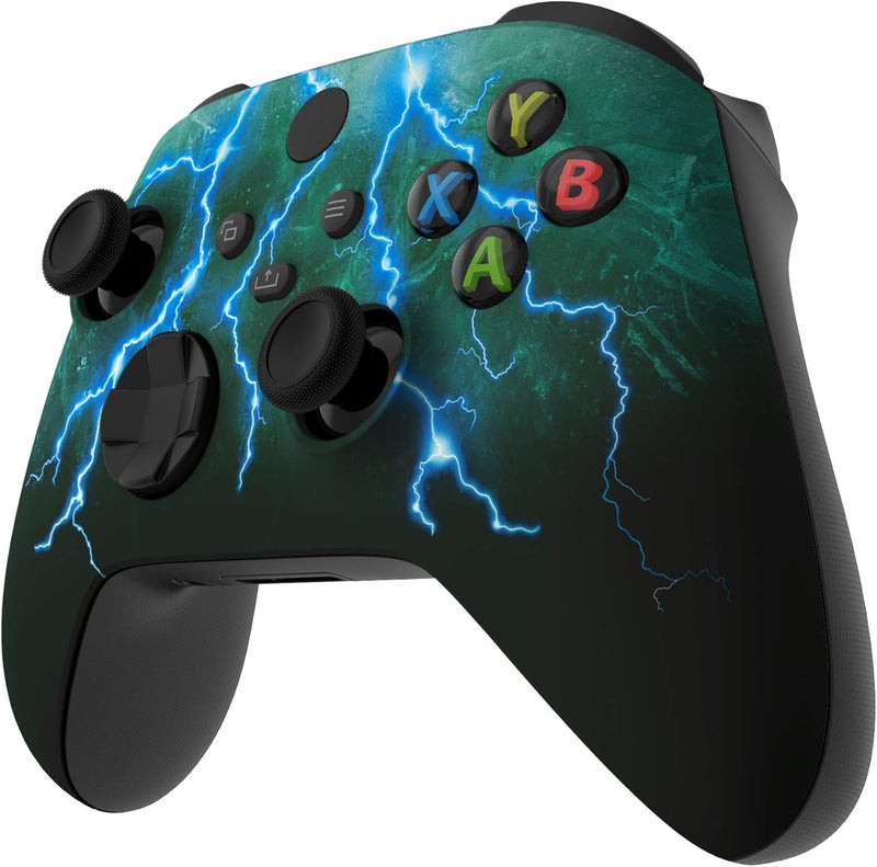eXtremeRate غلاف المخصص لجهاز تحكم Xbox Series X & S - أعد الحياة إلى جهاز التحكم الخاص بك - غلاف استبدال Green Storm Thunder غلاف أمامي لجهاز تحكم Xbox Core [لا يشمل جهاز التحكم] - Image 5