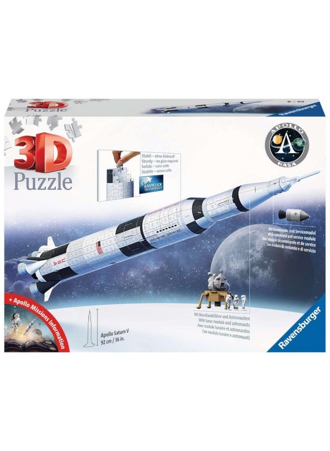 Ravensburger بازل 3D لصاروخ أبولو ساتورن V من رافينسبورجر ناسا (440 قطعة) - Image 1