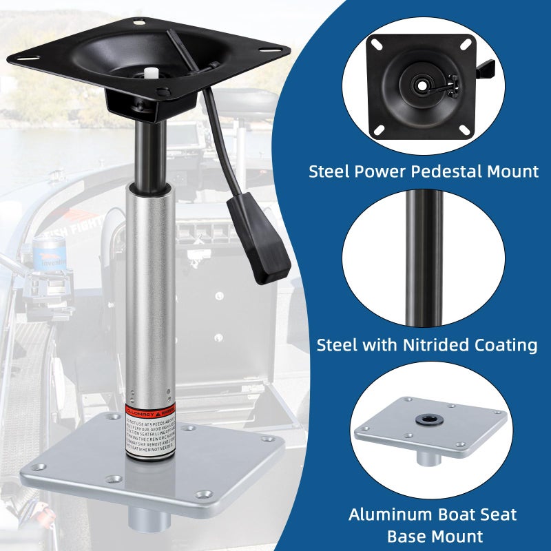 CLLOMAGY Adjustable Boat Seat Pedestal Base Mount Kit with Lock in 3/4" Boat Seat Pin Post&Marine Power Pedestal Mount Base for Marine Fishing Bass Chair,Post Adjustable Height 14 to 19 Inches/24 to 30 Inches - Image 5