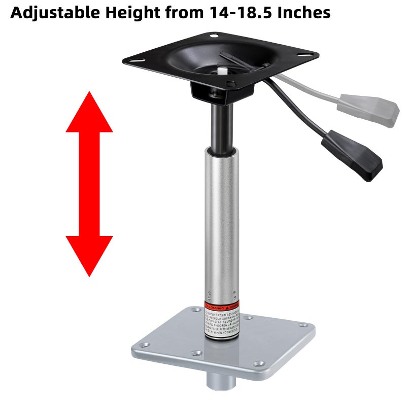 CLLOMAGY Adjustable Boat Seat Pedestal Base Mount Kit with Lock in 3/4" Boat Seat Pin Post&Marine Power Pedestal Mount Base for Marine Fishing Bass Chair,Post Adjustable Height 14 to 19 Inches/24 to 30 Inches - Image 2