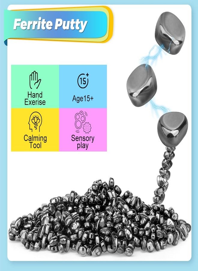Dilabnba 550PCS Ferrite Putty Fidget Toys for Adults with 2 Magnet Stones, Ferrite Putty Beads, Magnetic Desk Toys for Office Focus, Creative Sensory Play & DIY Gifts, Age 15+ (Black) - Image 4