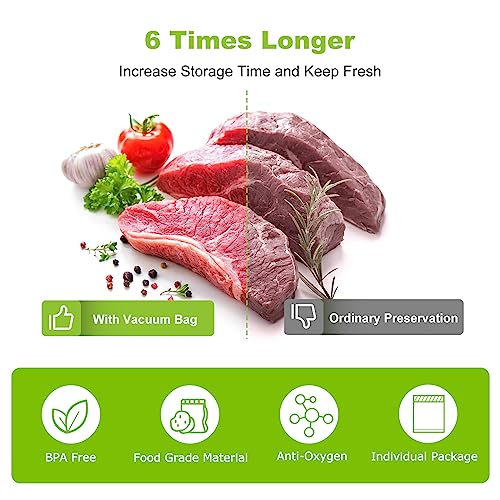 Bonsenkitchen Vacuum Sealer Bags, 8" x 50' Rolls 2 pack for Food Storage Saver, Bpa Free, Heavy Duty, Commercial Grade Textured Food Roll, Customized Size Bag for Sous Vide Cooking,VB3209 - Image 3