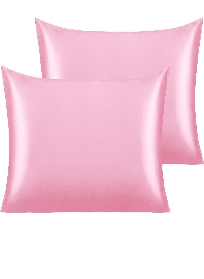 NTBAY NTBAY 2 Pack Satin Standard Pillowcases for Hair and Skin, Luxurious and Silky Pillow Cases with Envelope Closure, 20x26 Inches, Pink  - Image 1