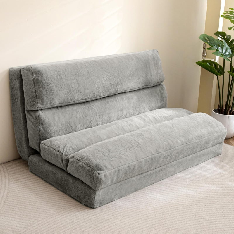 MAXYOYO Bean Bag Bed Folding Sofa Bed Mattress for Adults Extra Thick 6 Fold Floor Couch for Bedroom Living Room Gray 135x240 cm