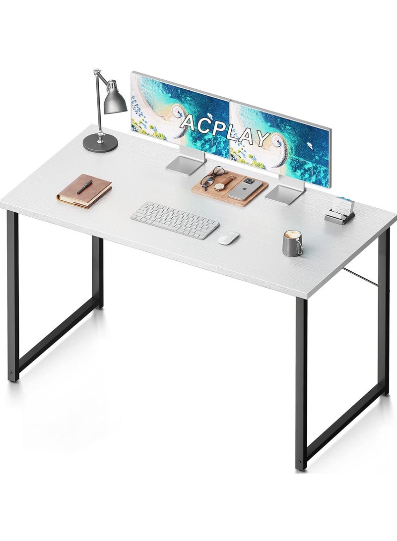 ACPLAY Modern Simple Style 120cm Computer Desk for Home Office and Study, White Laptop Table with Storage Bag (120 x 55 cm) - Image 1