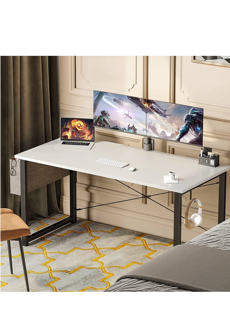 ACPLAY Modern Simple Style 120cm Computer Desk for Home Office and Study, White Laptop Table with Storage Bag (120 x 55 cm) - Image 4