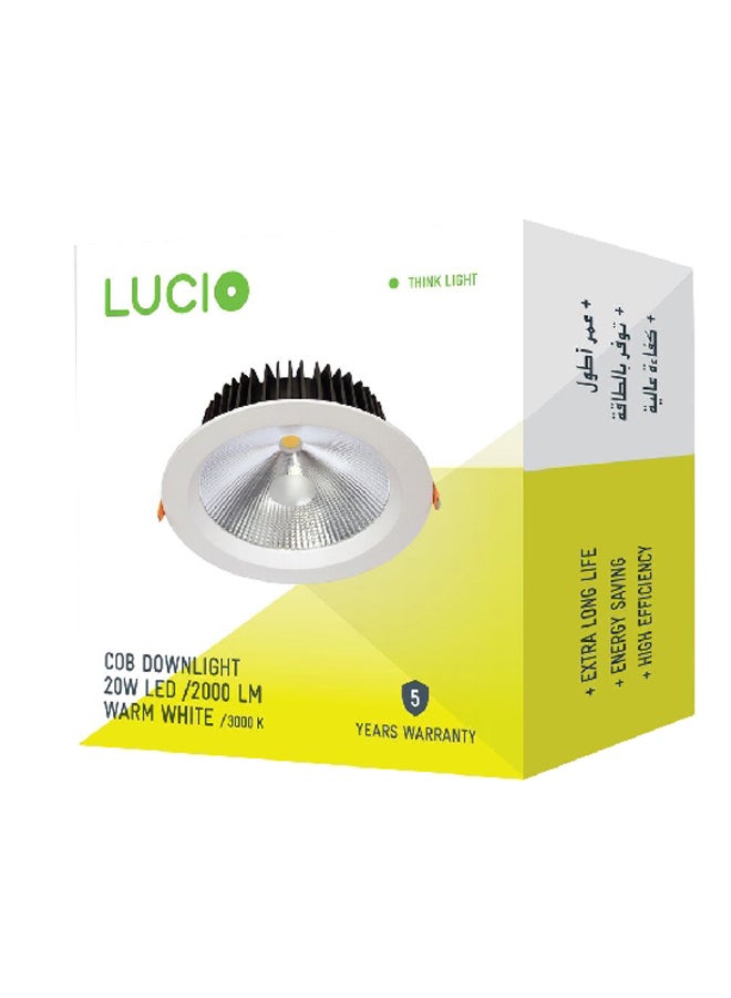 لوسيو 6992067013007 مصباح سي او بي متين وموفر للطاقة 20 واط 3000 كالفن 2000 لومن أبيض دافئ 16.5 × 16 × 8.8 سم - Image 1