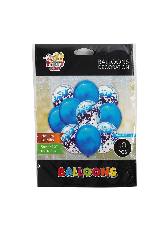 نقطة الحزب 10 قطع من بالونات اللاتكس، 12 بوصة من البالونات المعدنية الزرقاء (5 قطع) وبالونات الكونفيتي الزرقاء (5 قطع) لتزيين أعياد الميلاد وحفلات الزفاف والحفلات - Image 2